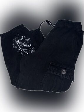 Youth Black Joggers with White Koi Graphic, Zumiez, Ninth Hall brand